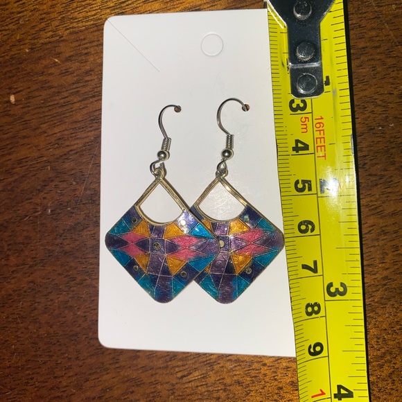 Vintage Cloisonne Dangle Earrings - Picture 2 of 3